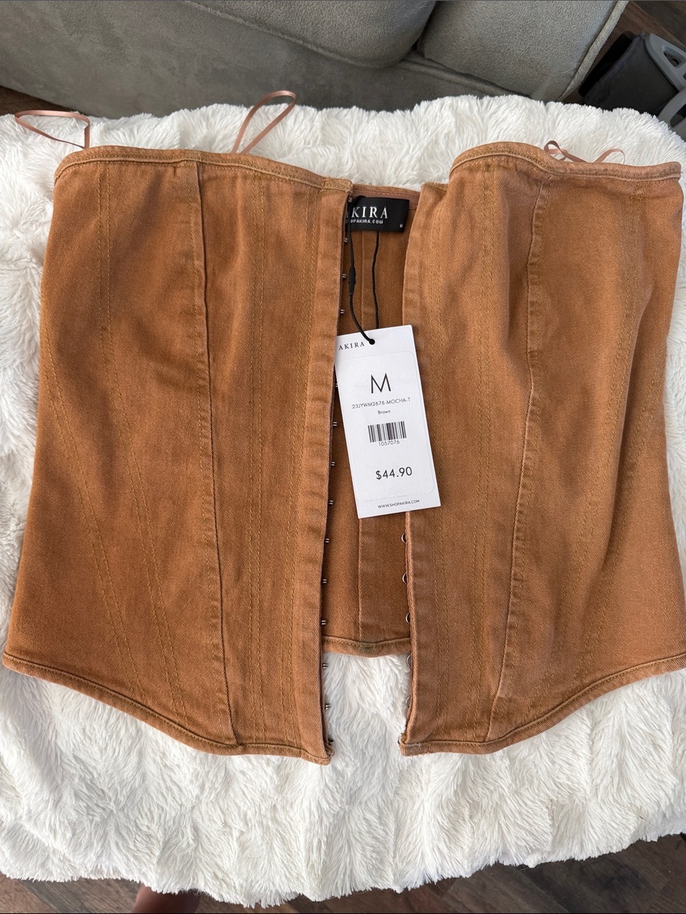 AKIRA Brown/Tan Corset Top